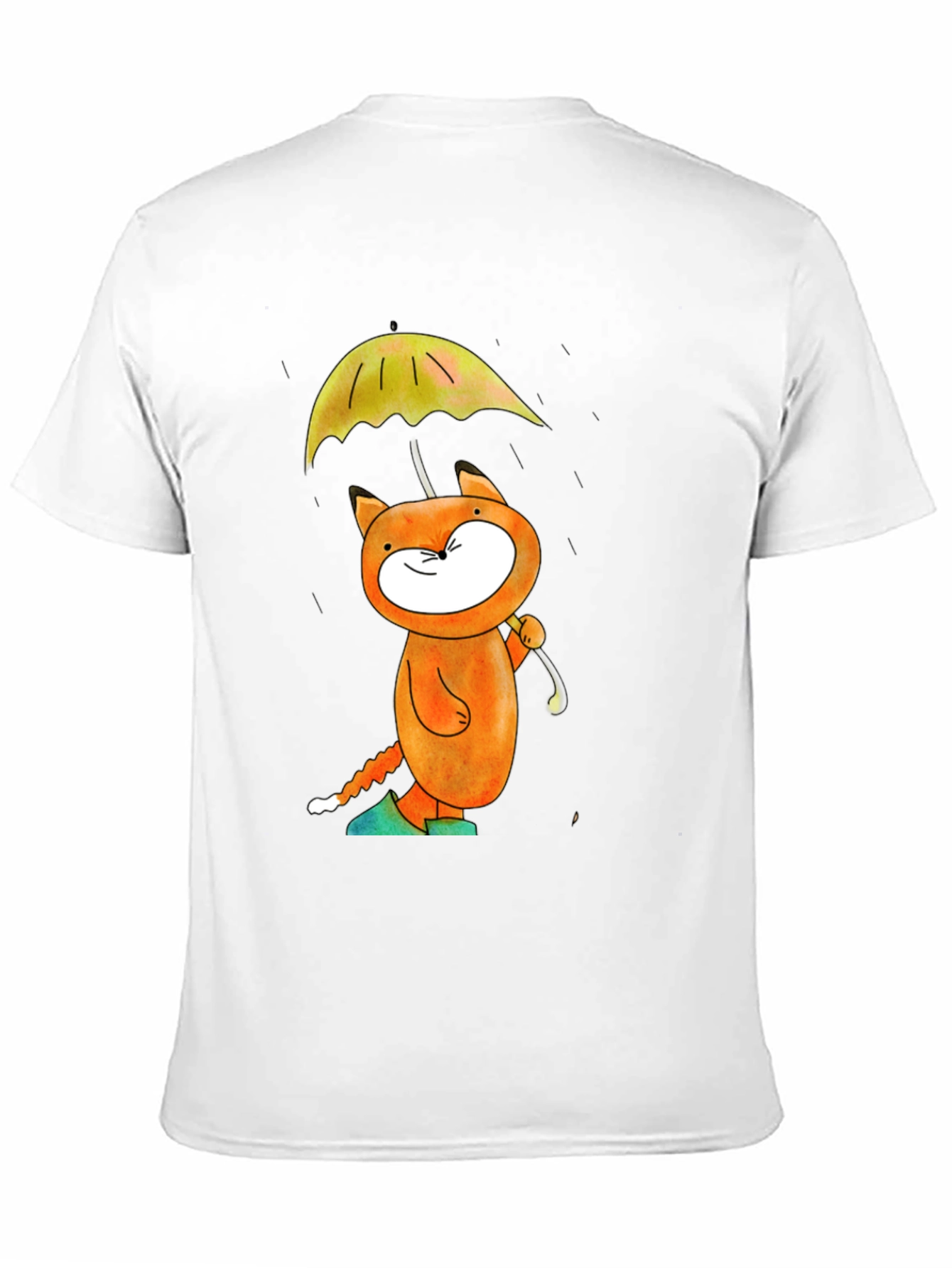 Cat with Umbrella Black T-Shirt