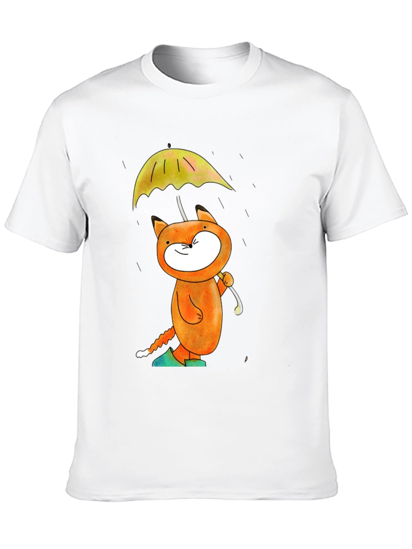 Cat with Umbrella Black T-Shirt