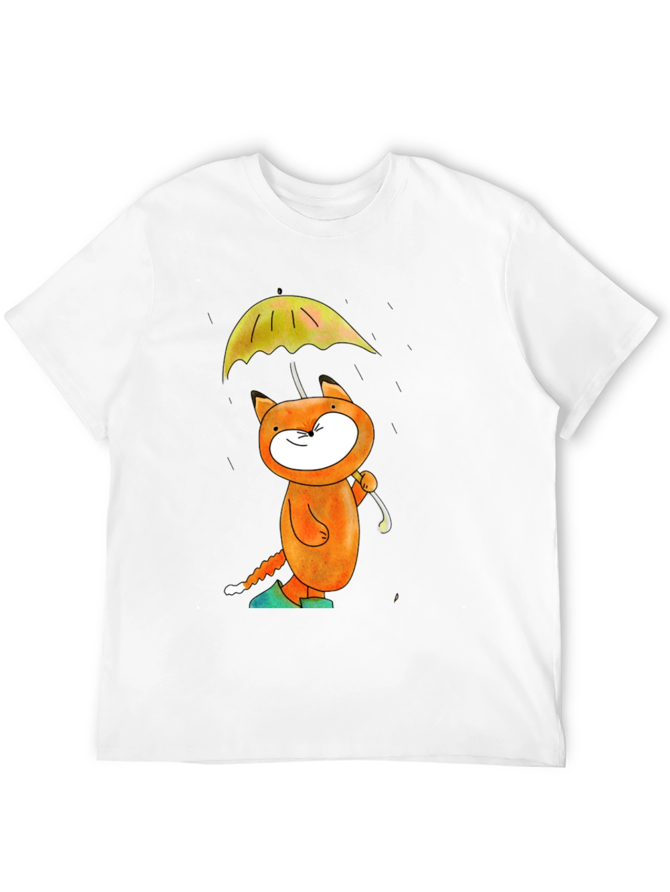 Cat with Umbrella Black T-Shirt