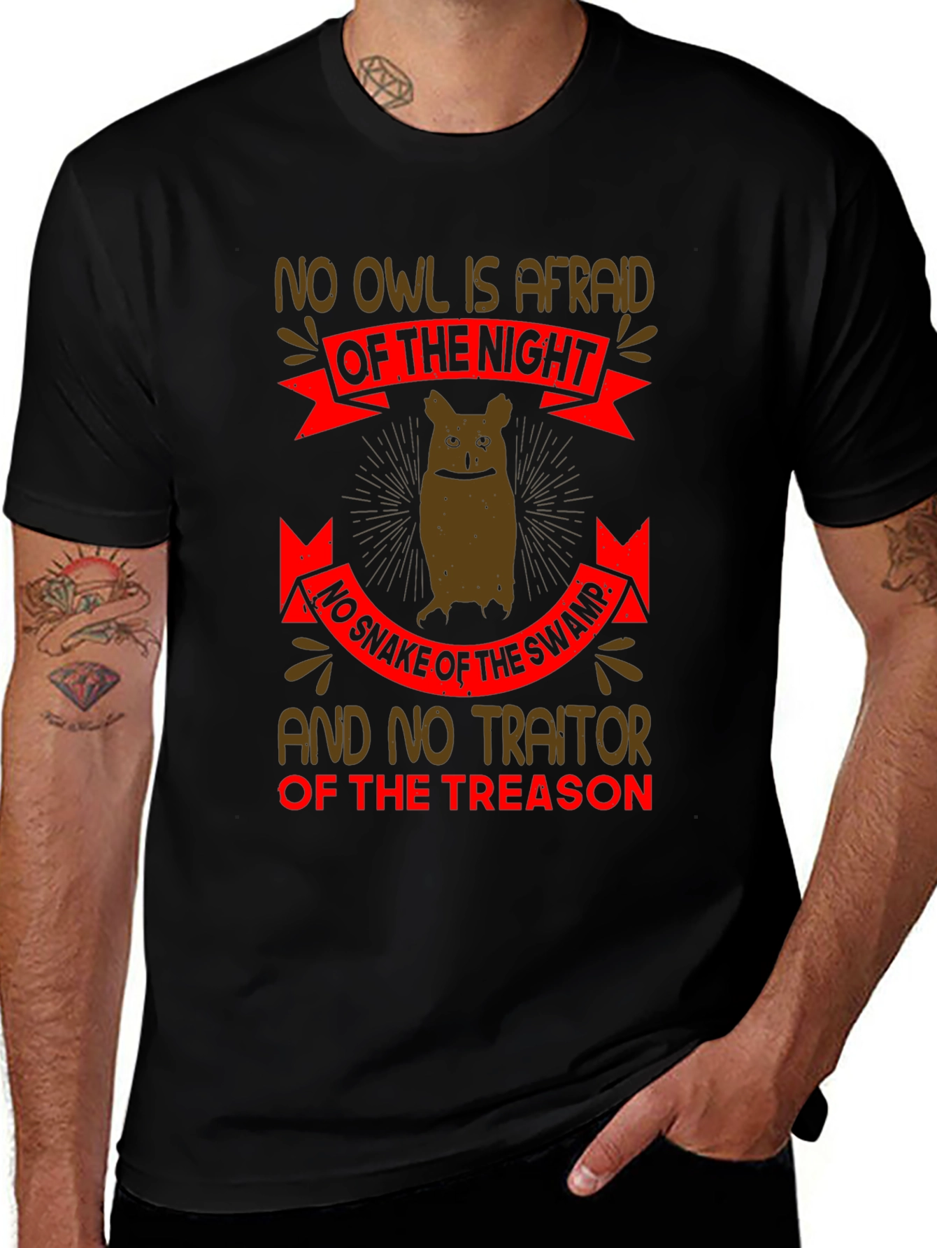 No Owl is Afraid Graphic T-Shirt - Black