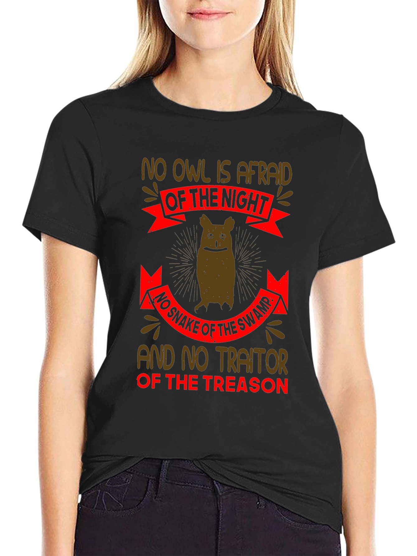 No Owl is Afraid Graphic T-Shirt - Black