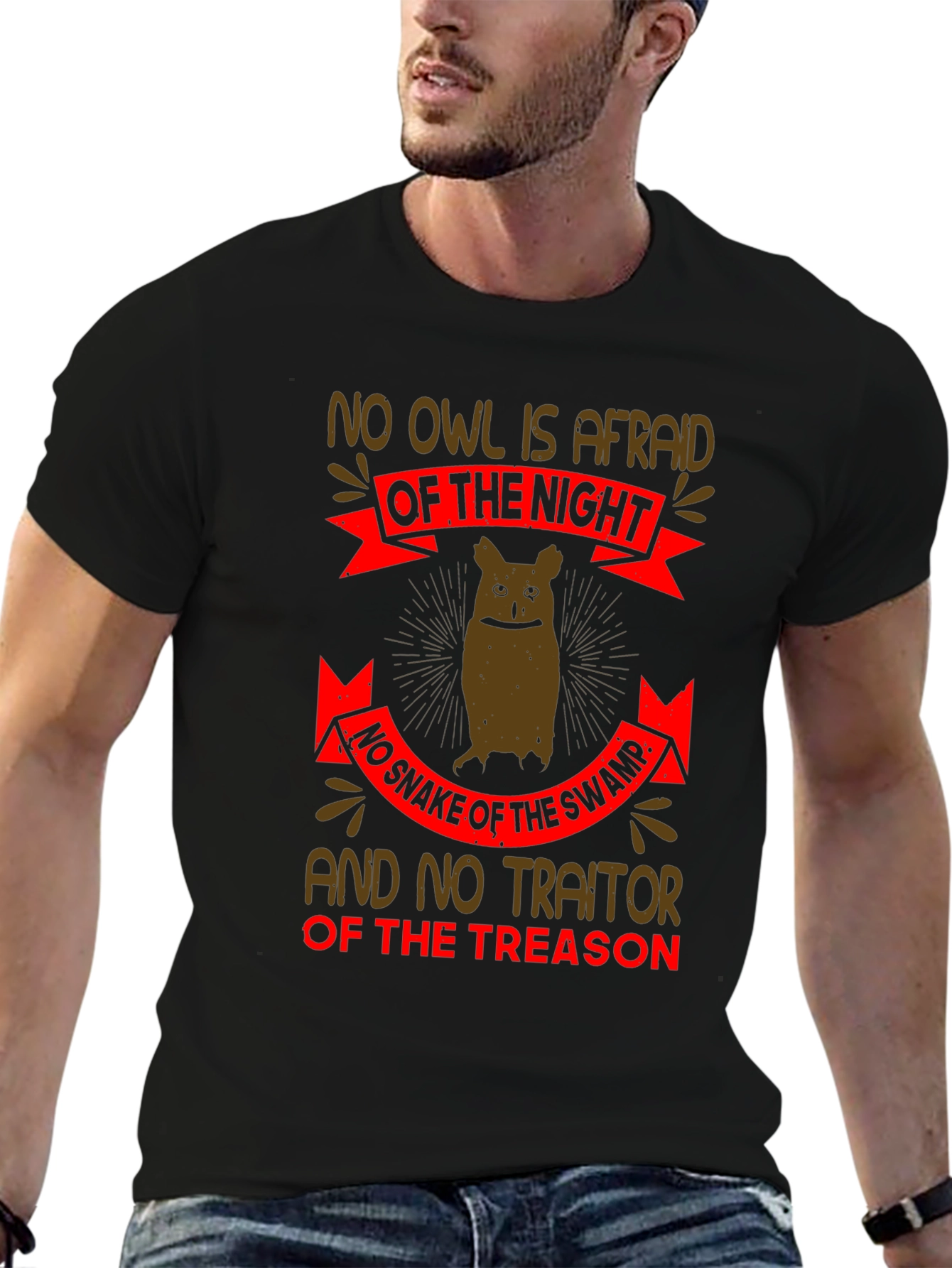 No Owl is Afraid Graphic T-Shirt - Black