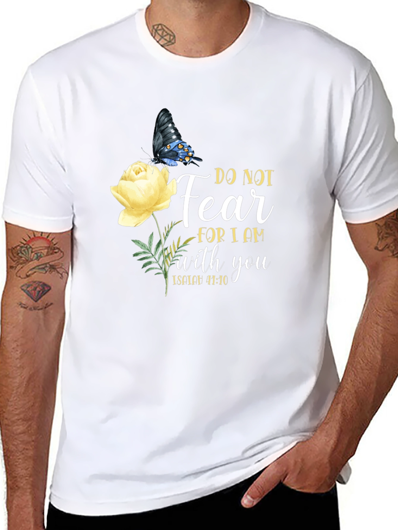 Do Not Fear Christian T-Shirt with Butterfly and Flower
