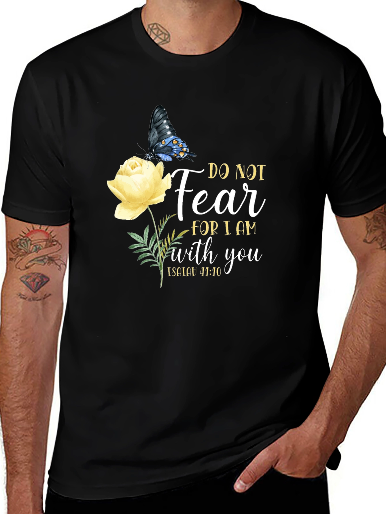 Do Not Fear Christian T-Shirt with Butterfly and Flower