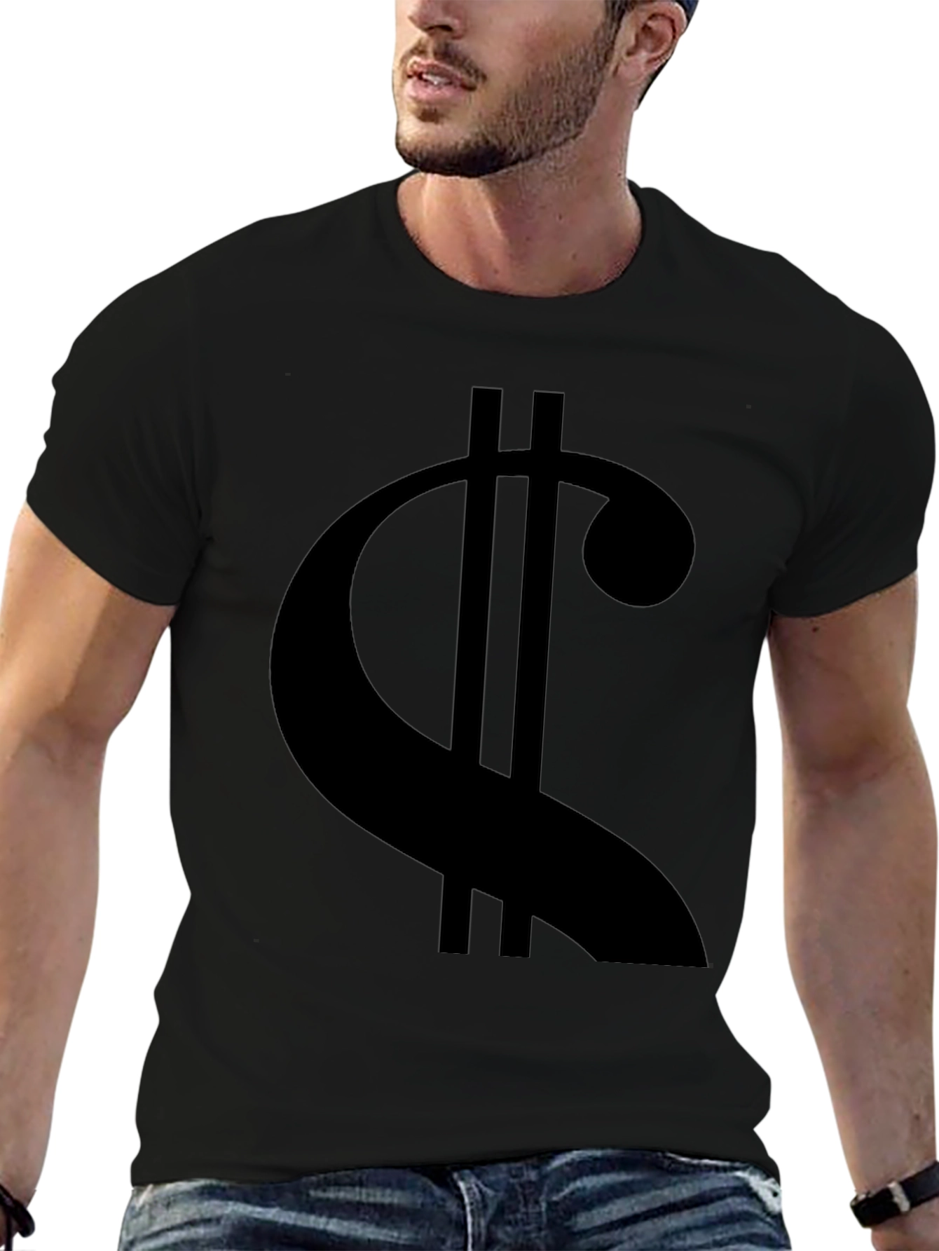 Mens Black Graphic T-Shirt - Music Symbol