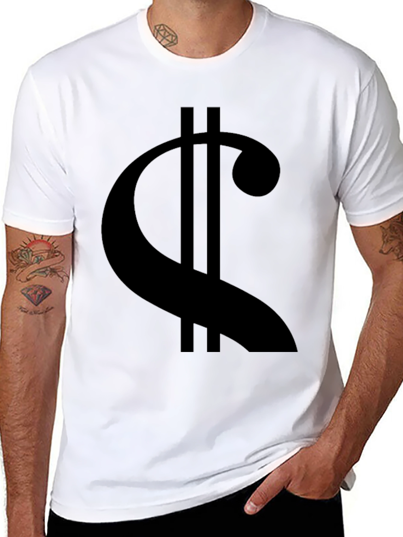 Mens Black Graphic T-Shirt - Music Symbol