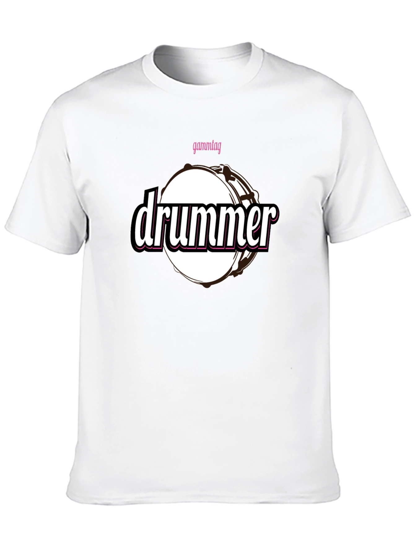 Drummer T-Shirt - Black Cotton Tee with Drum Graphic