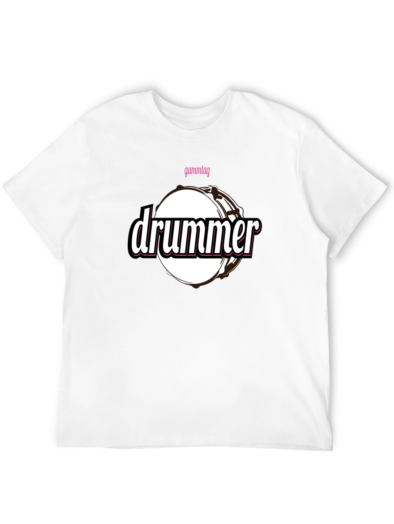 Drummer T-Shirt - Black Cotton Tee with Drum Graphic