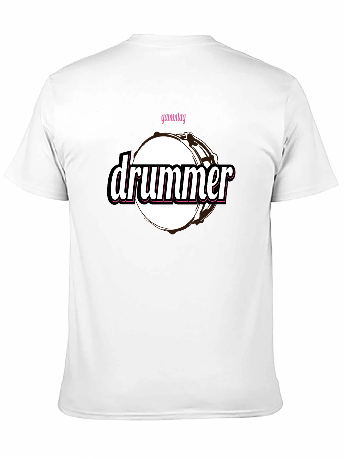 Drummer T-Shirt - Black Cotton Tee with Drum Graphic