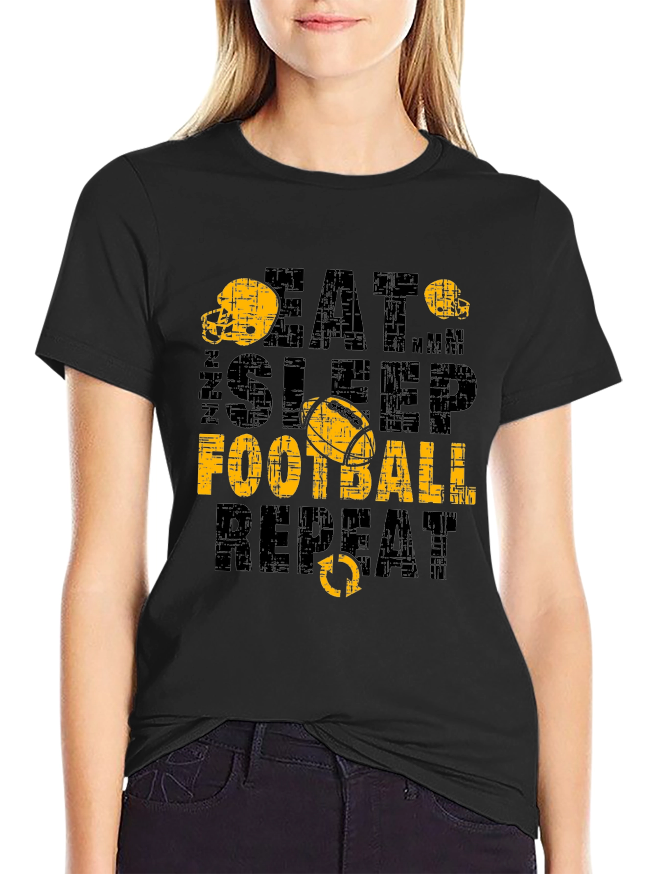 Eat Sleep Football Repeat Mens T-Shirt