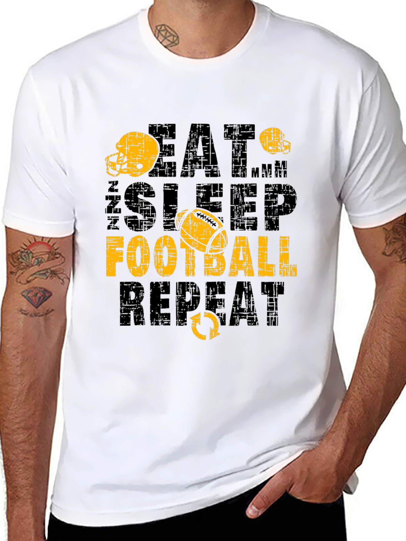 Eat Sleep Football Repeat Mens T-Shirt