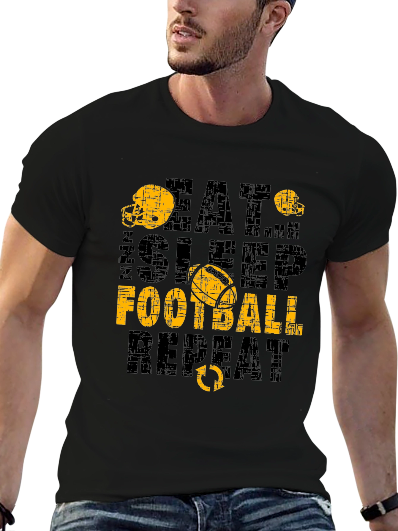 Eat Sleep Football Repeat Mens T-Shirt
