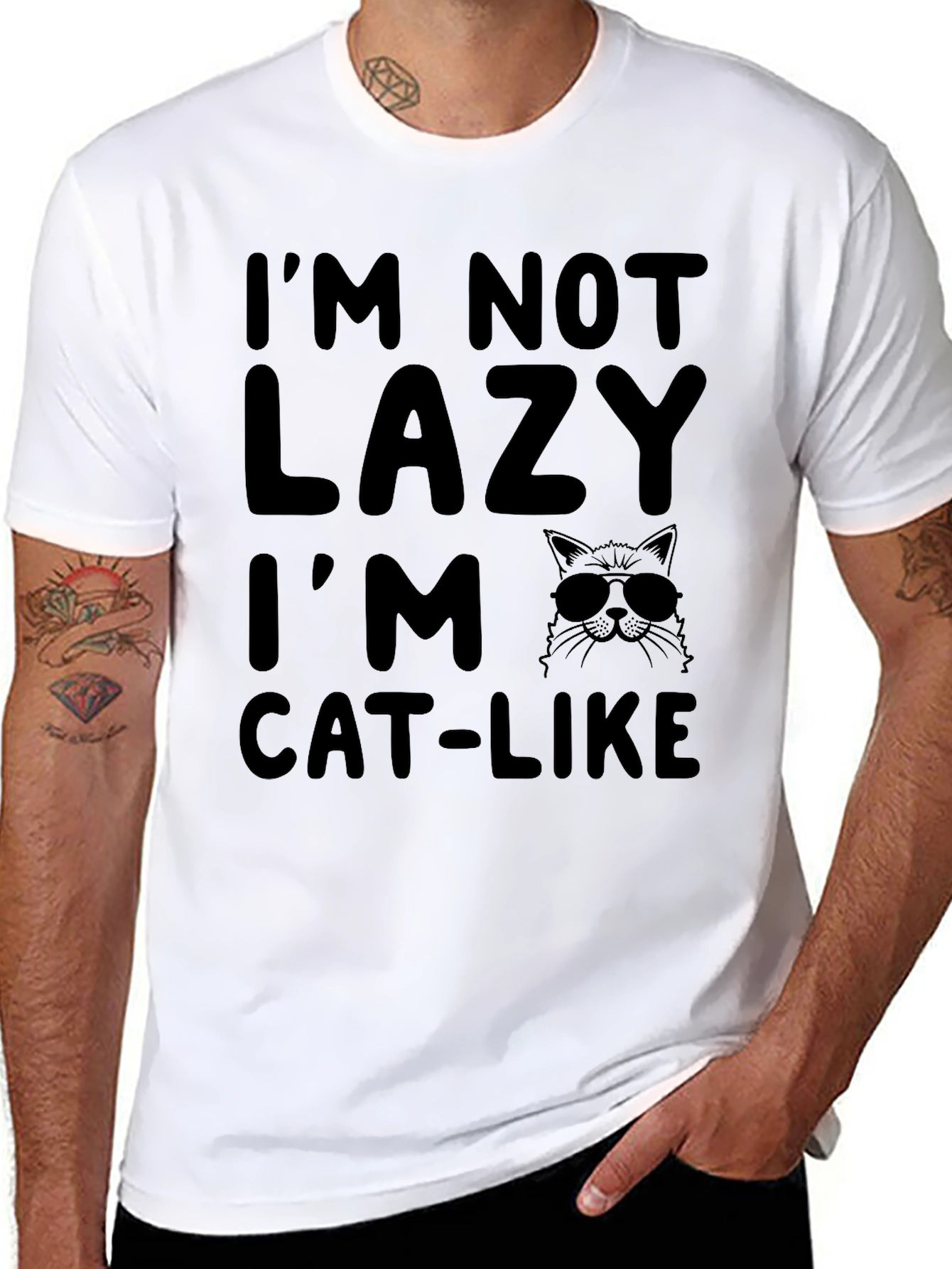 Im Not Lazy Im Cat-Like Graphic T-Shirt