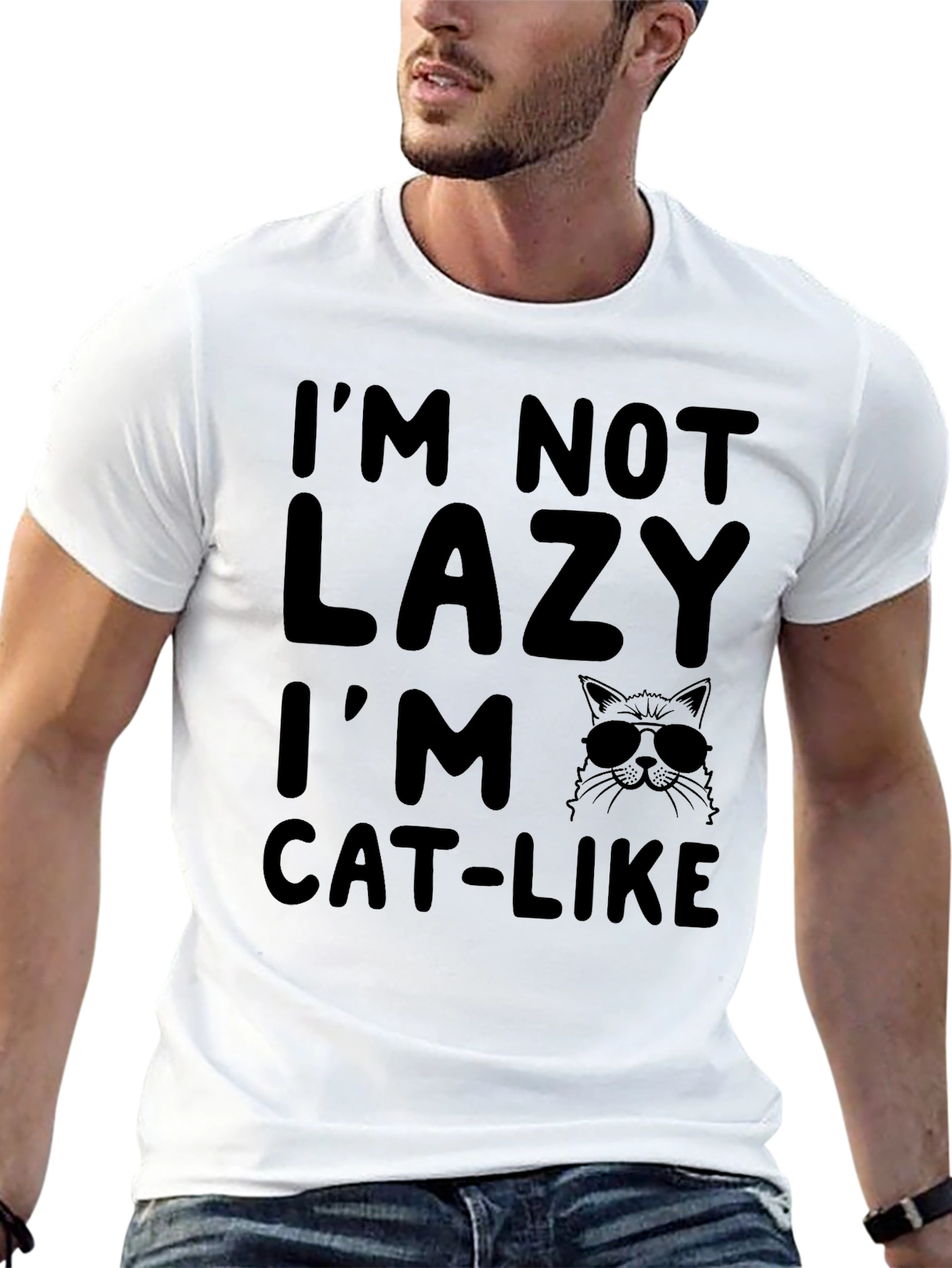 Im Not Lazy Im Cat-Like Graphic T-Shirt