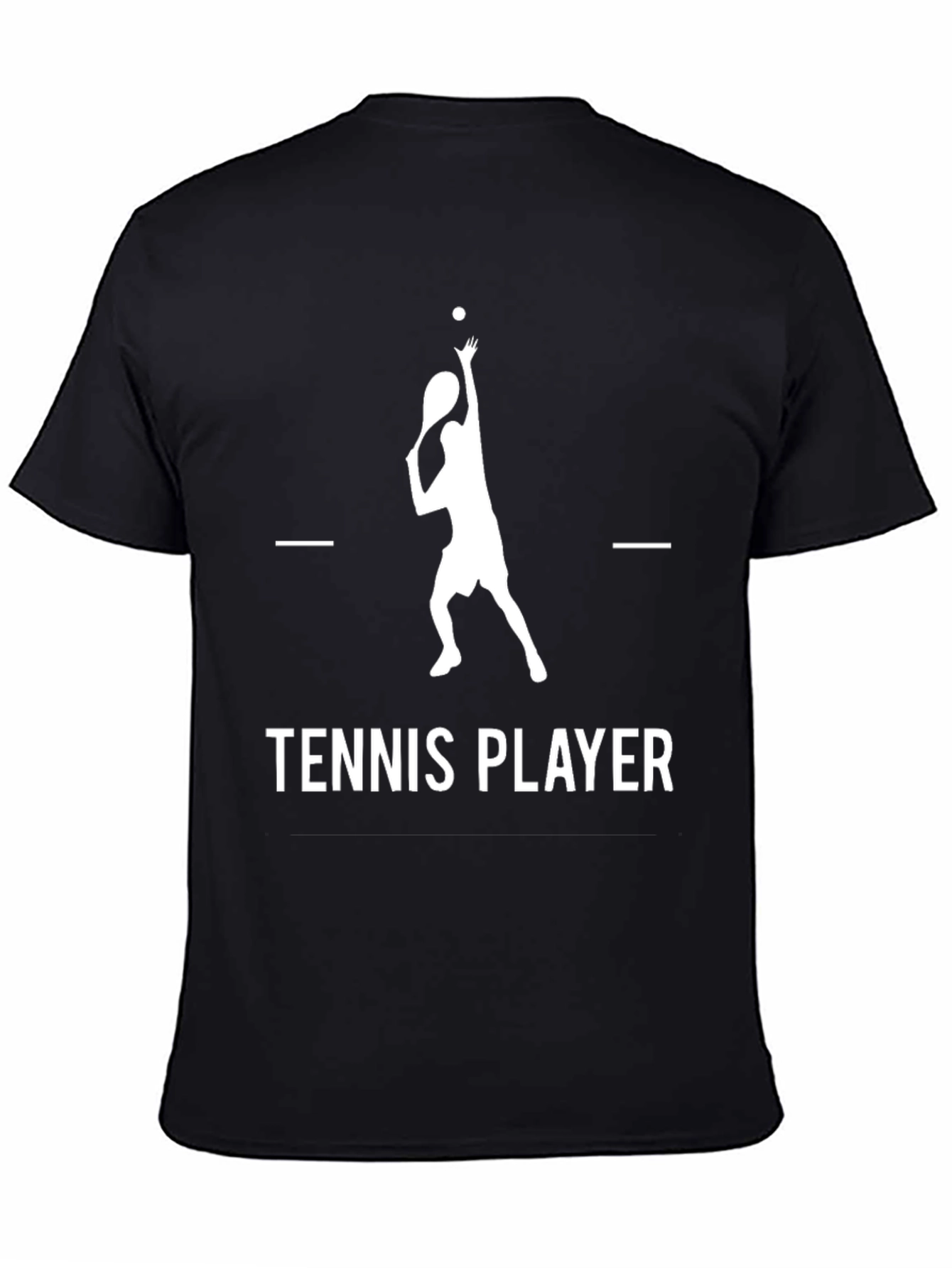 Tennis Player Graphic Tee - Black Cotton Shirt
