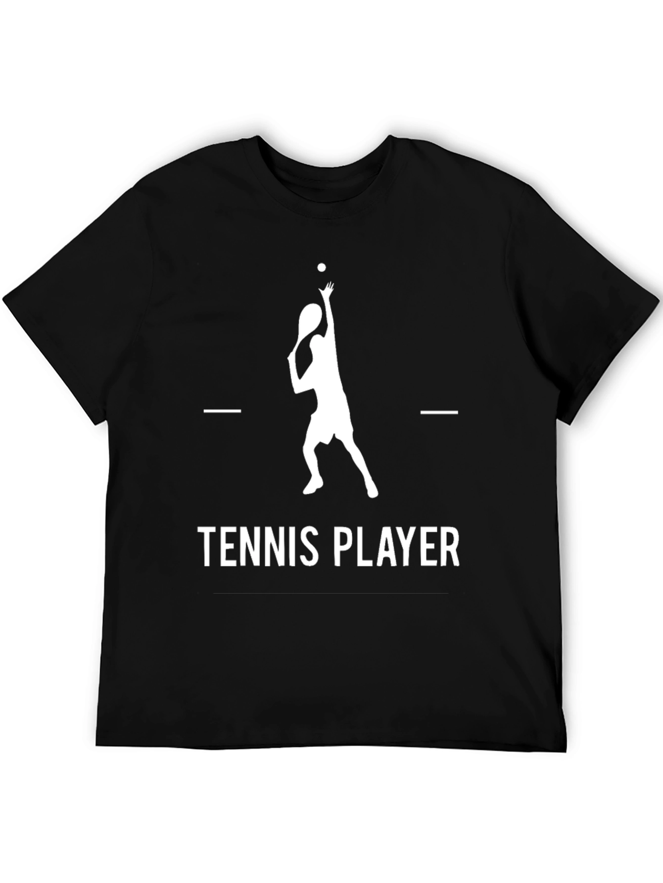 Tennis Player Graphic Tee - Black Cotton Shirt
