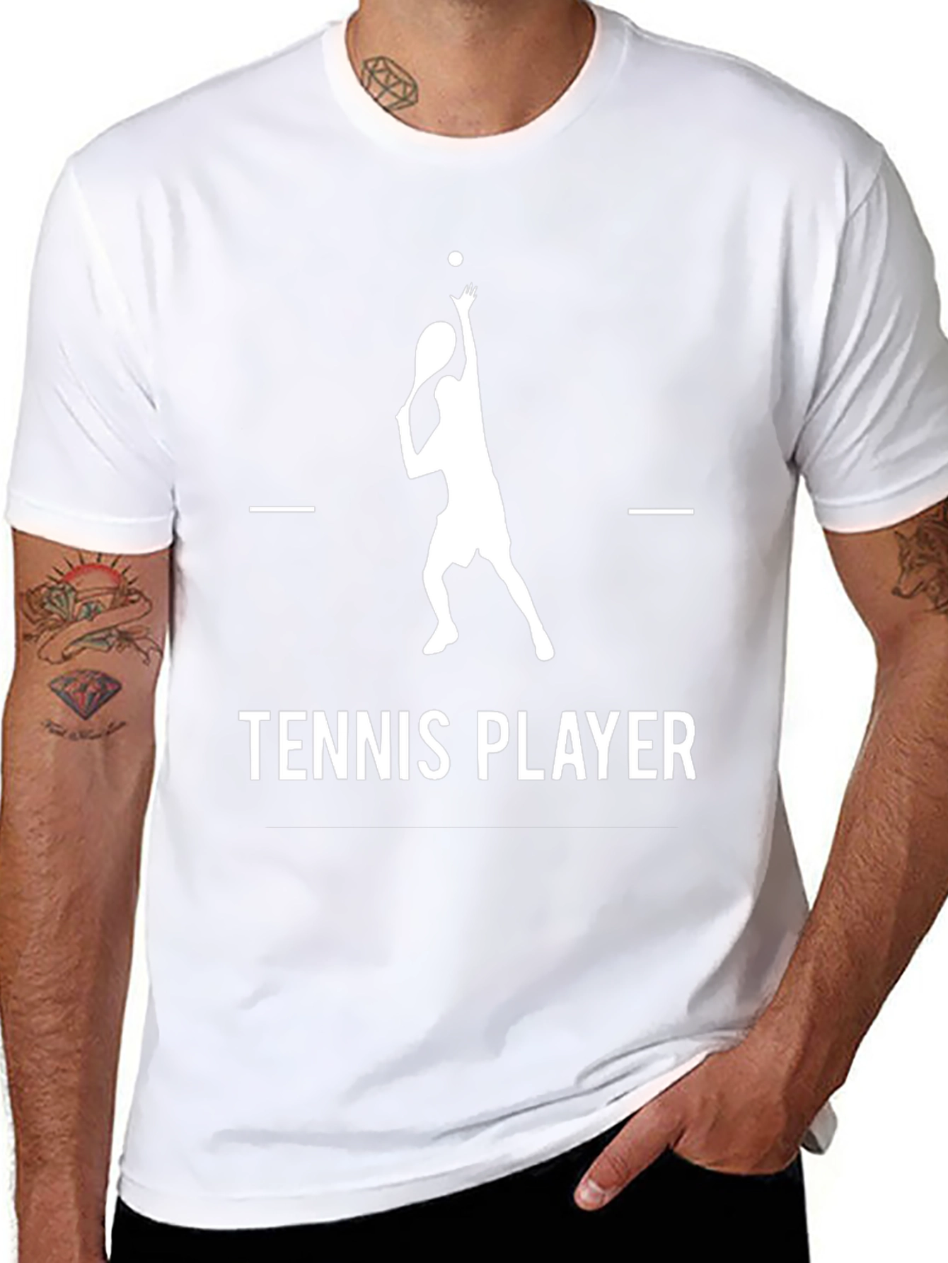Tennis Player Graphic Tee - Black Cotton Shirt