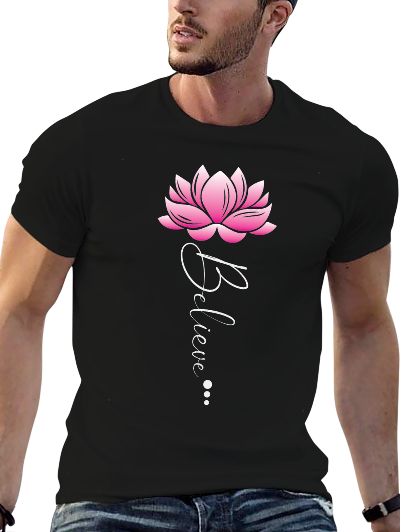 Believe Lotus Flower Graphic T-Shirt
