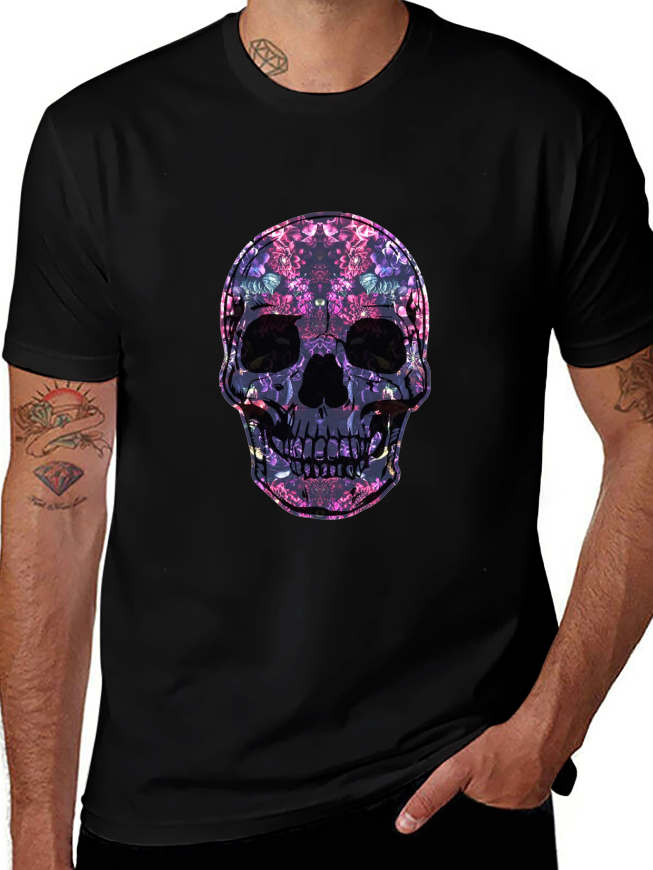 Floral Skull Graphic Print Tee