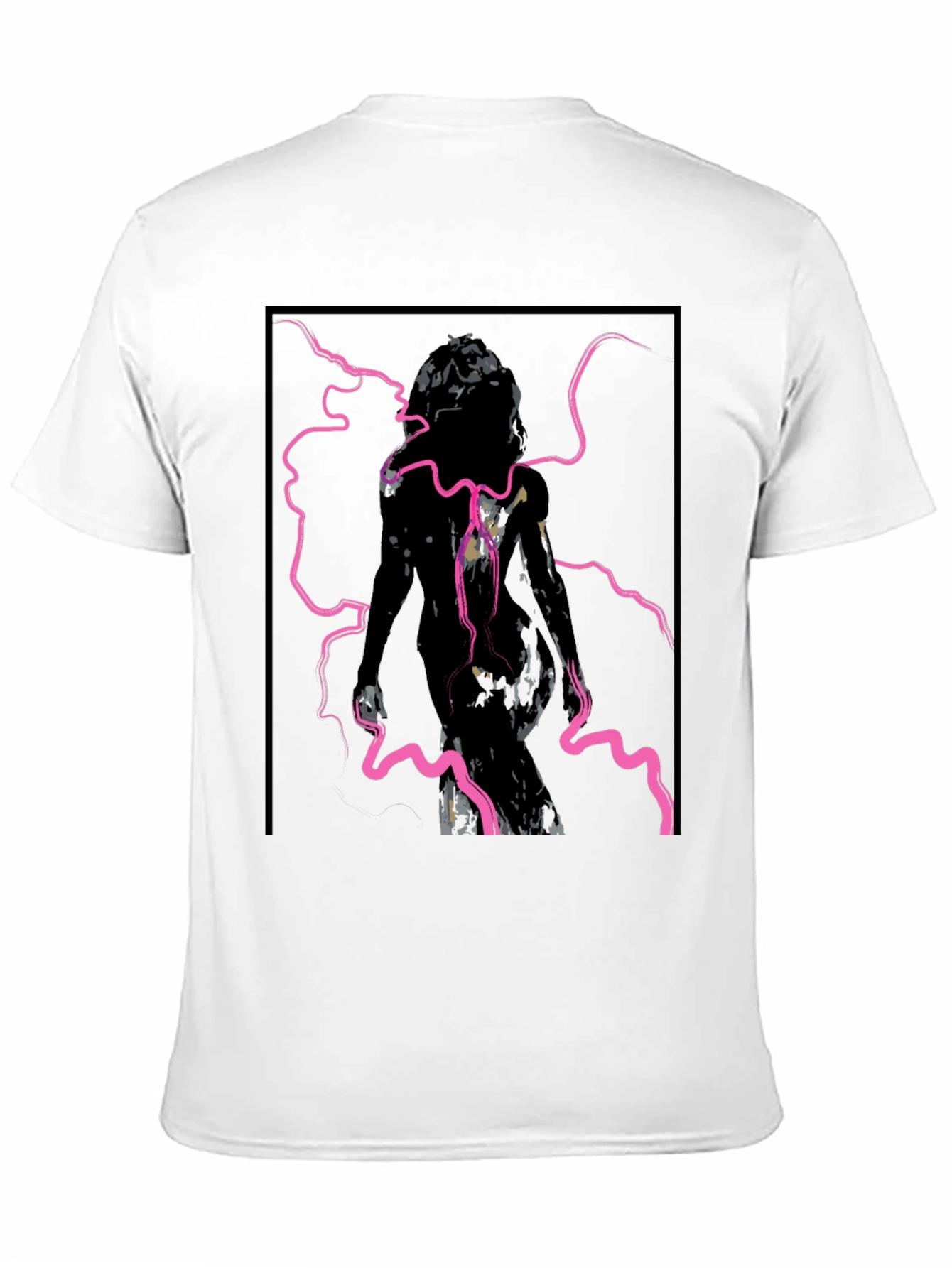 Edgy Graphic Tee - Abstract Figure in Pink Lightning
