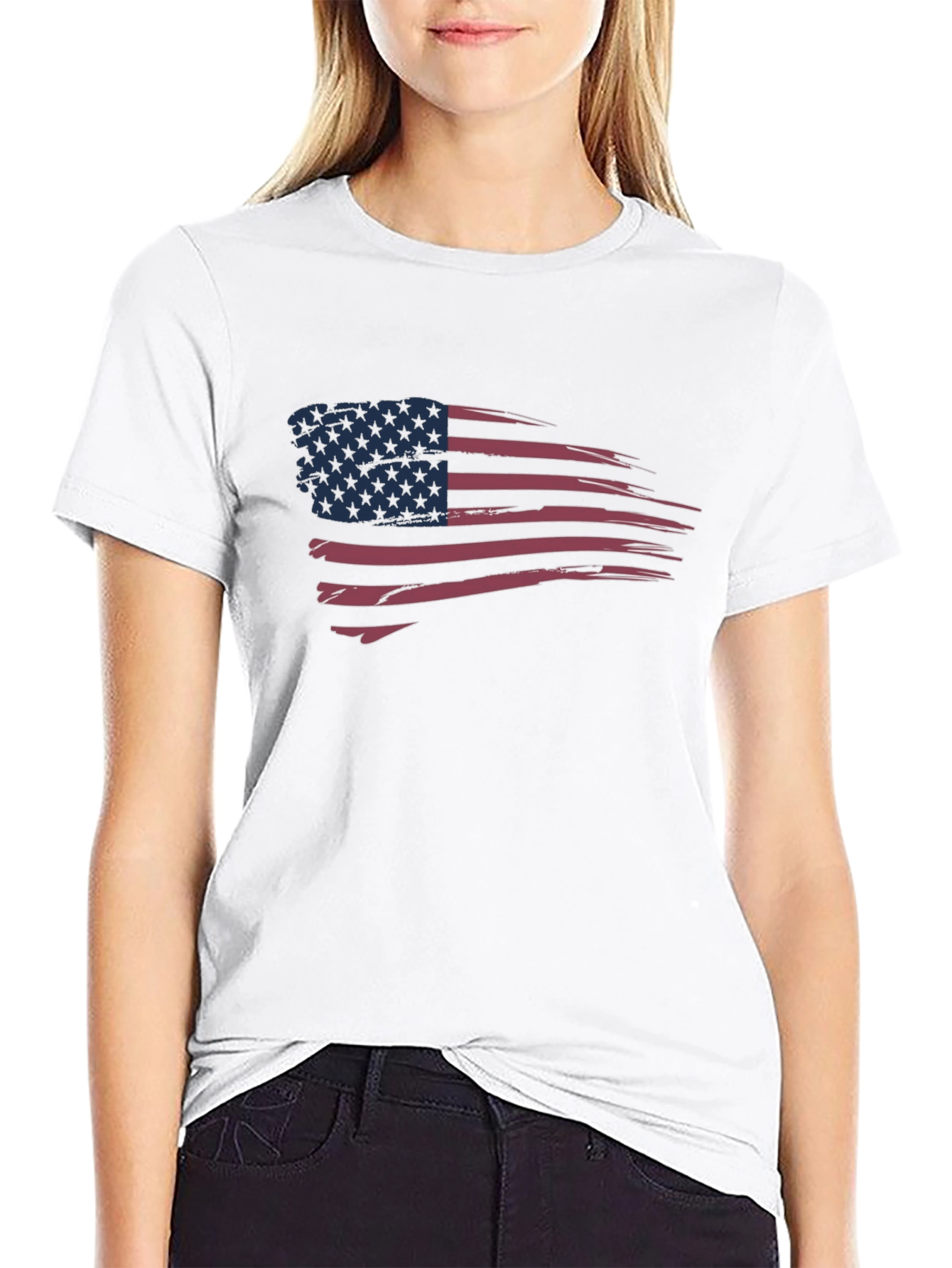 Distressed American Flag Graphic T-Shirt