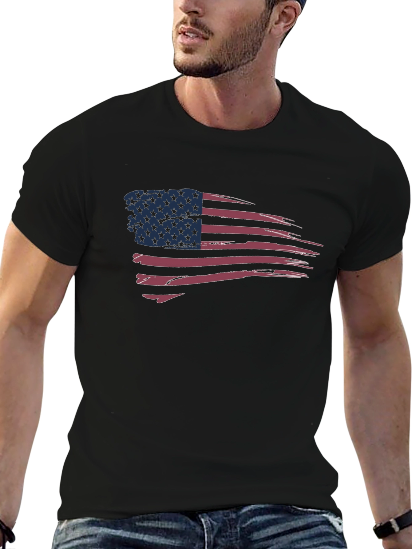 Distressed American Flag Graphic T-Shirt