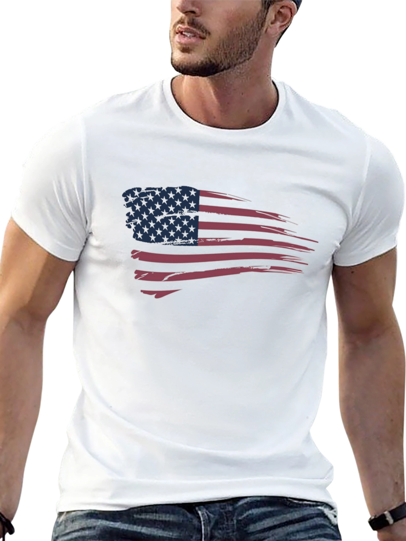 Distressed American Flag Graphic T-Shirt