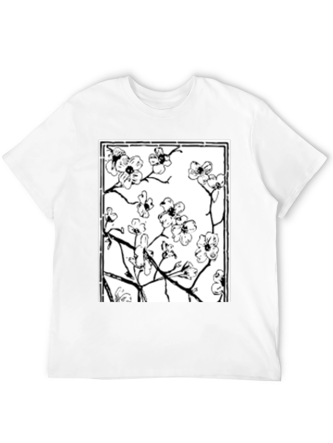 Floral Graphic Tee - Black Cotton Shirt