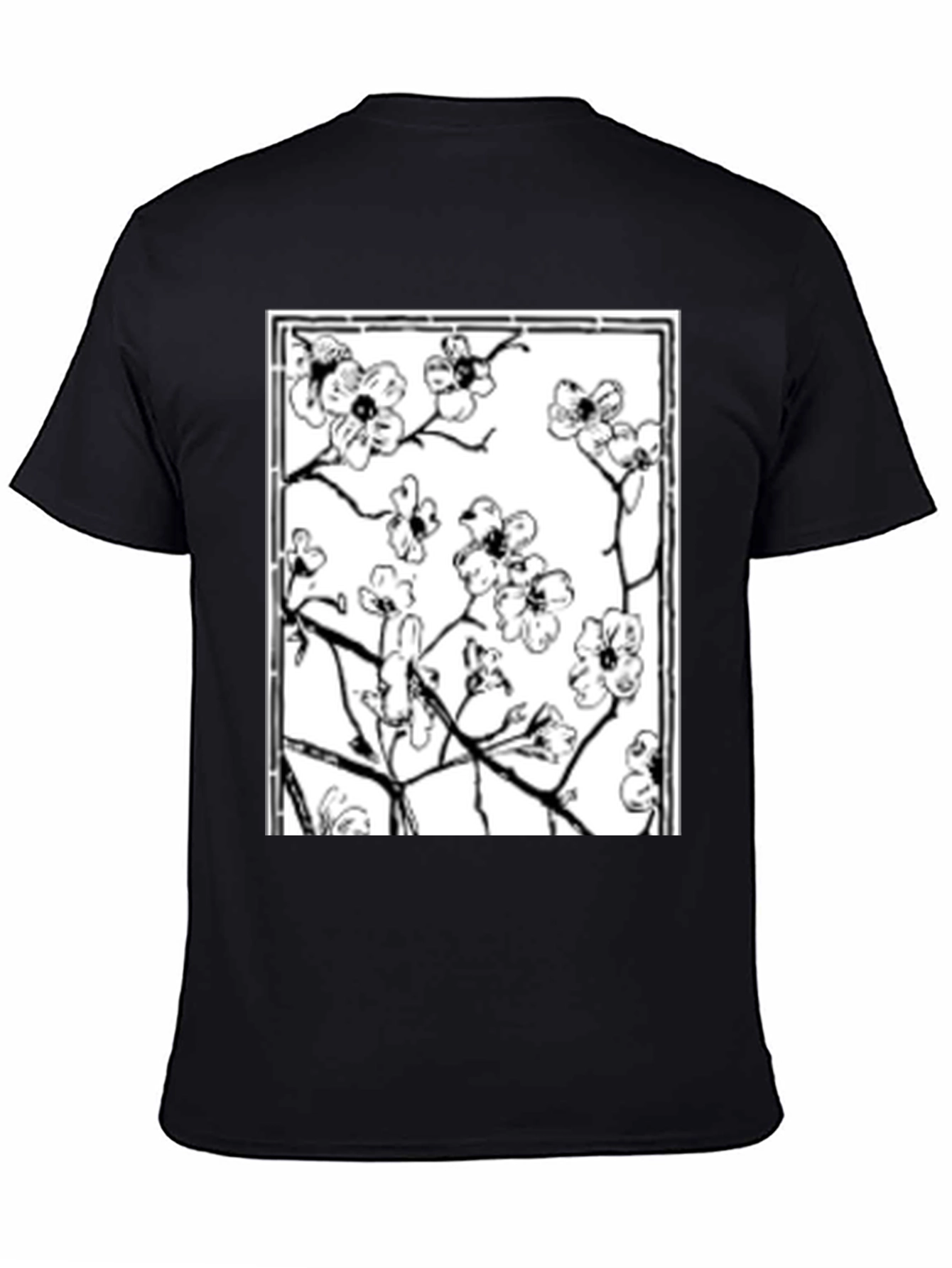 Floral Graphic Tee - Black Cotton Shirt