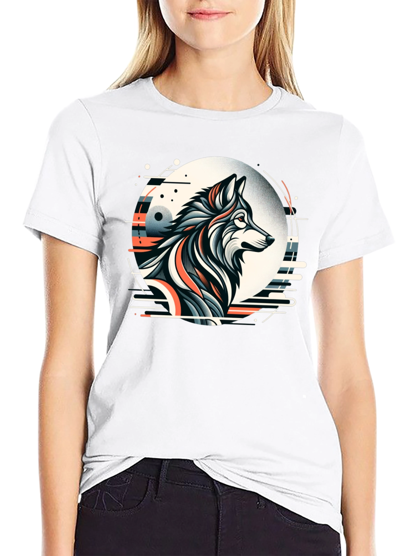 Abstract Wolf Graphic Tee - Cool Art Design T-Shirt