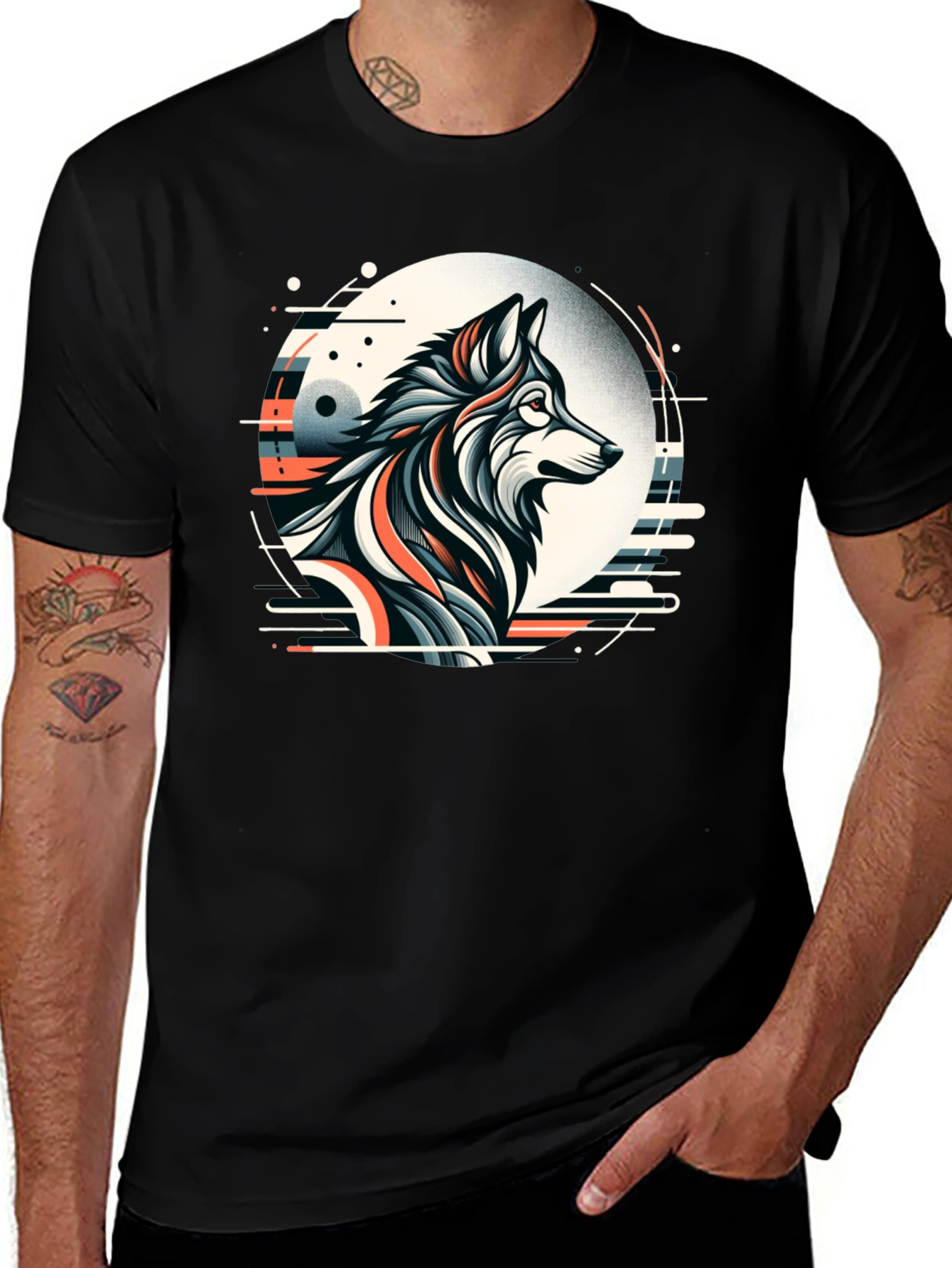 Abstract Wolf Graphic Tee - Cool Art Design T-Shirt