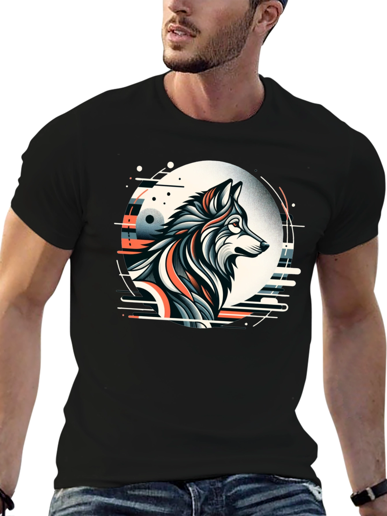 Abstract Wolf Graphic Tee - Cool Art Design T-Shirt