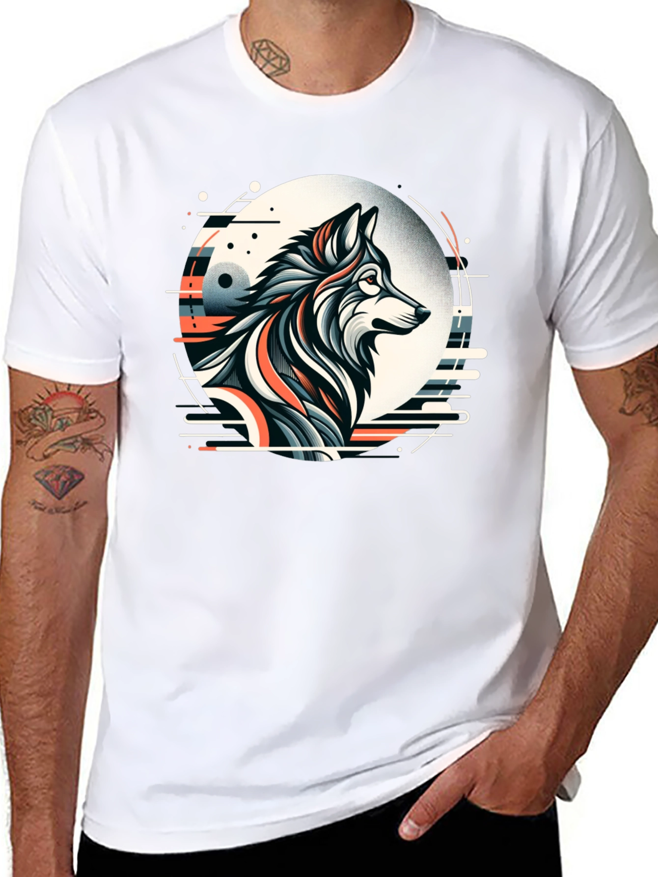 Abstract Wolf Graphic Tee - Cool Art Design T-Shirt