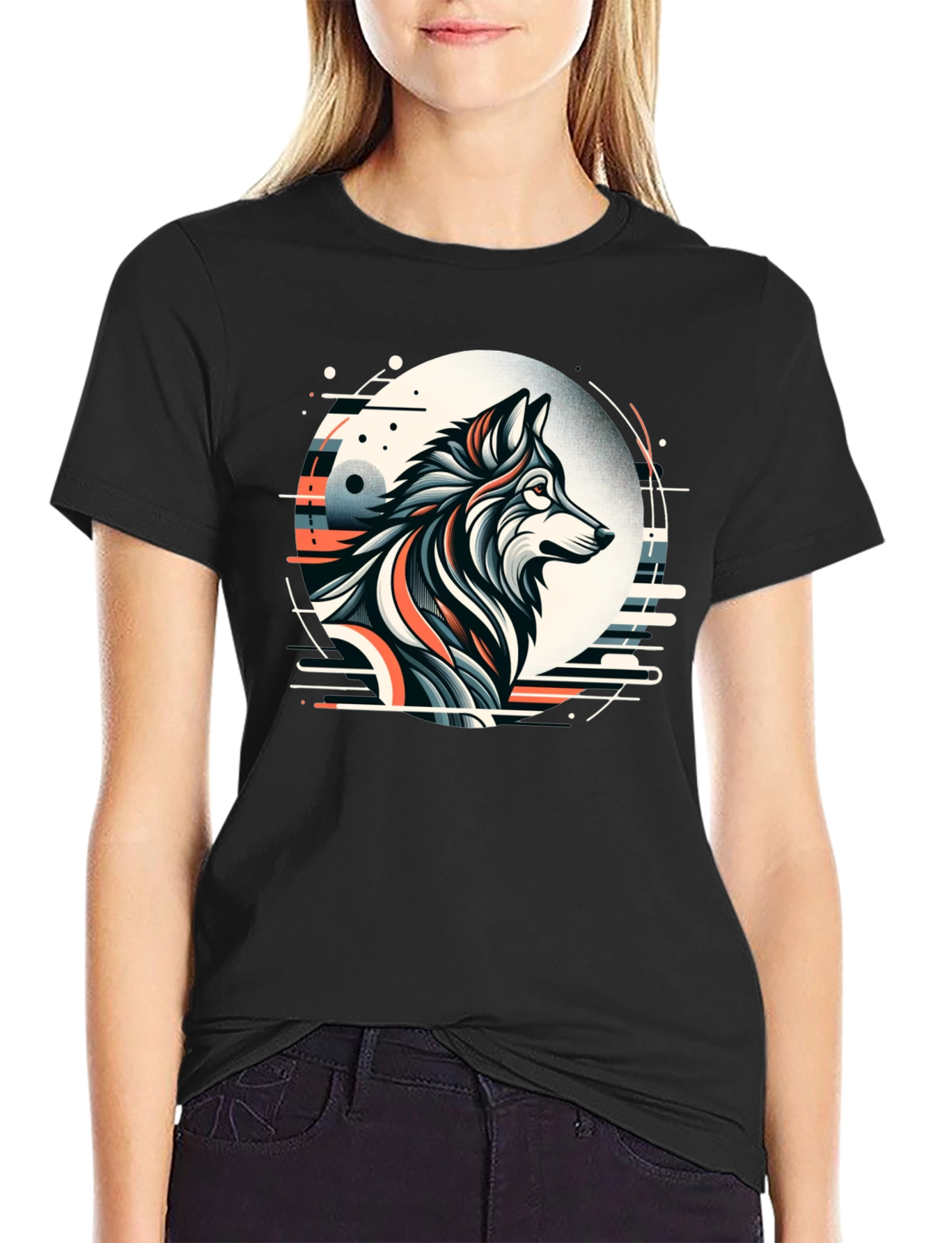 Abstract Wolf Graphic Tee - Cool Art Design T-Shirt