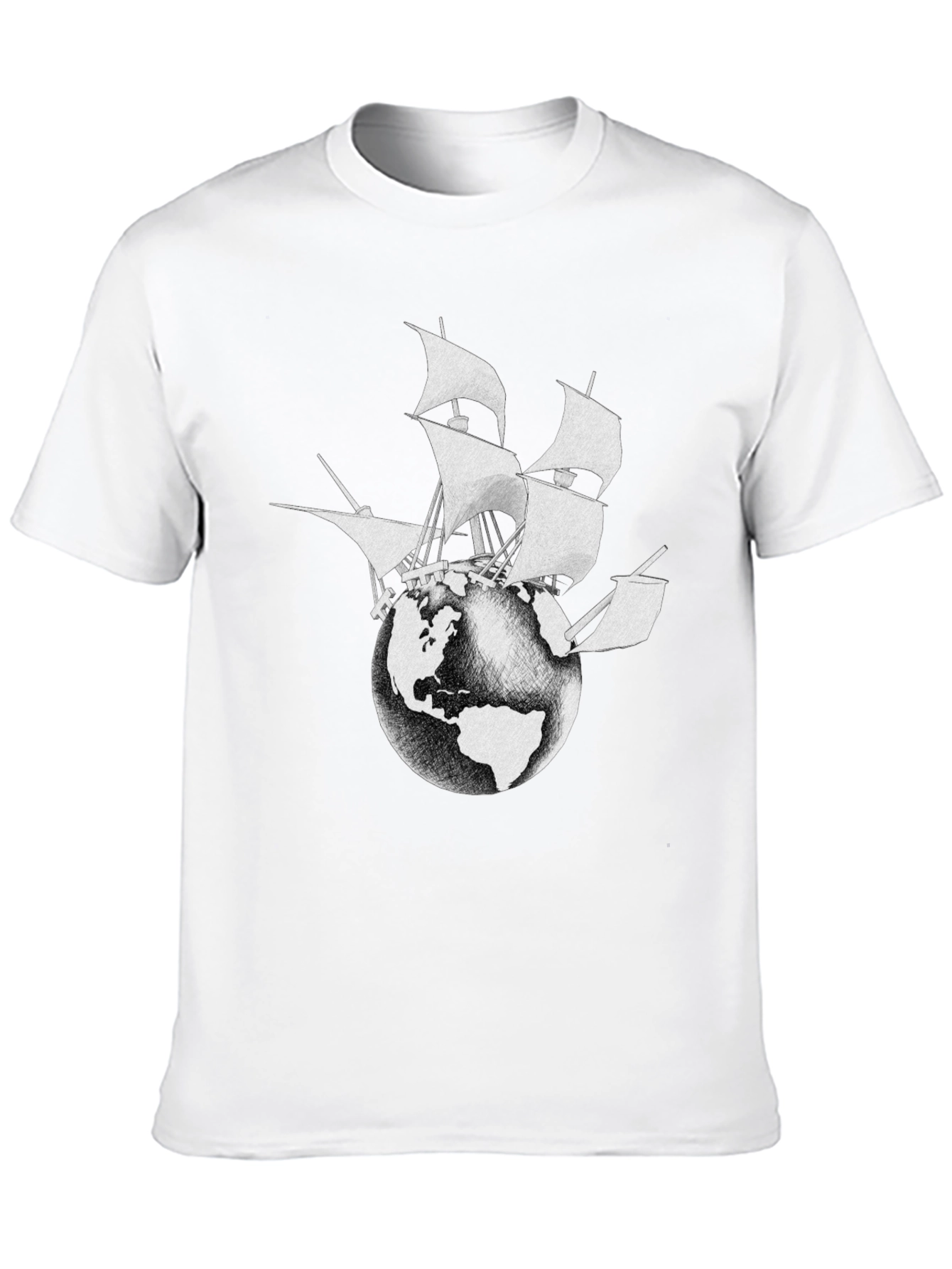 Globe Ship Graphic Tee - Black Cotton Casual Shirt