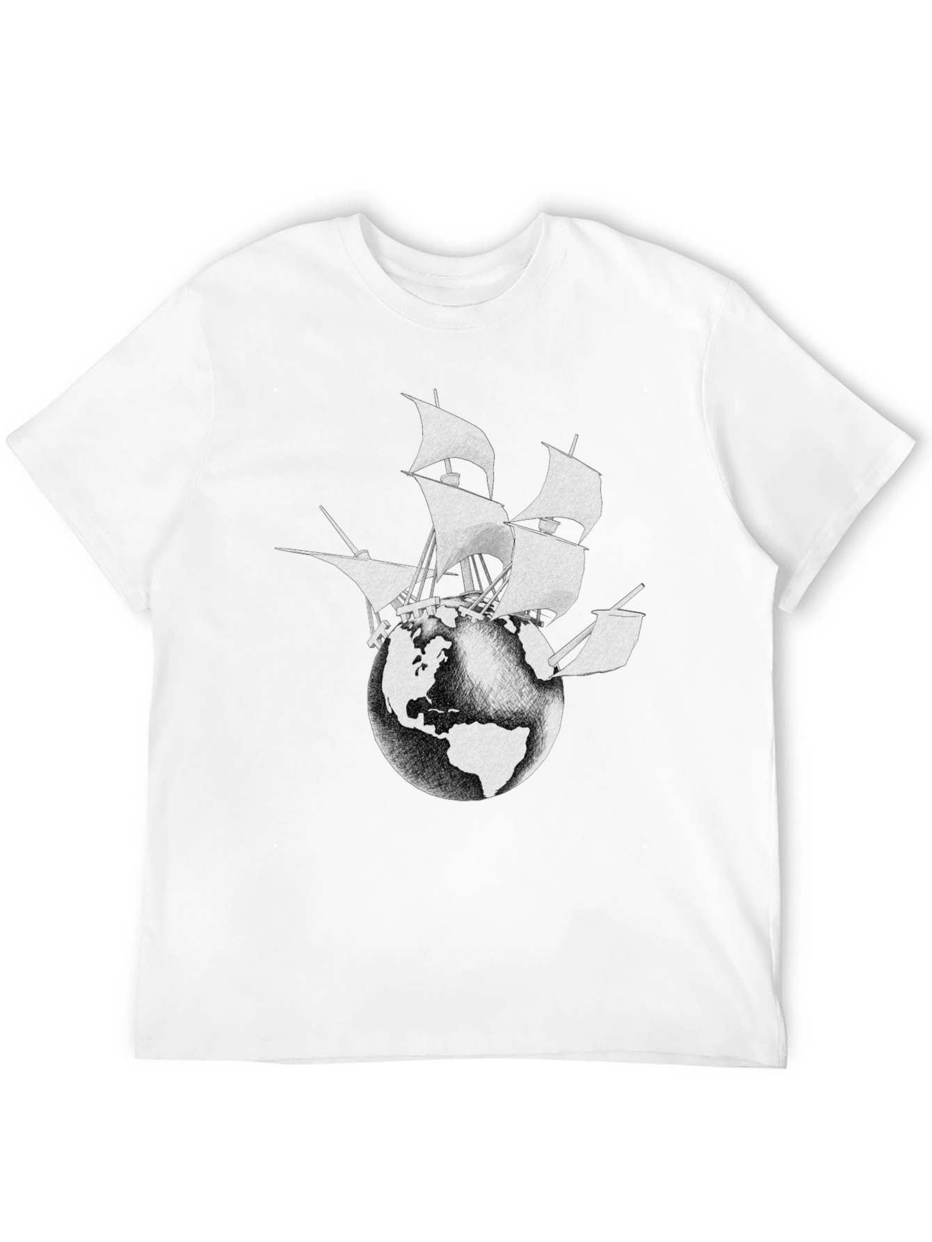 Globe Ship Graphic Tee - Black Cotton Casual Shirt