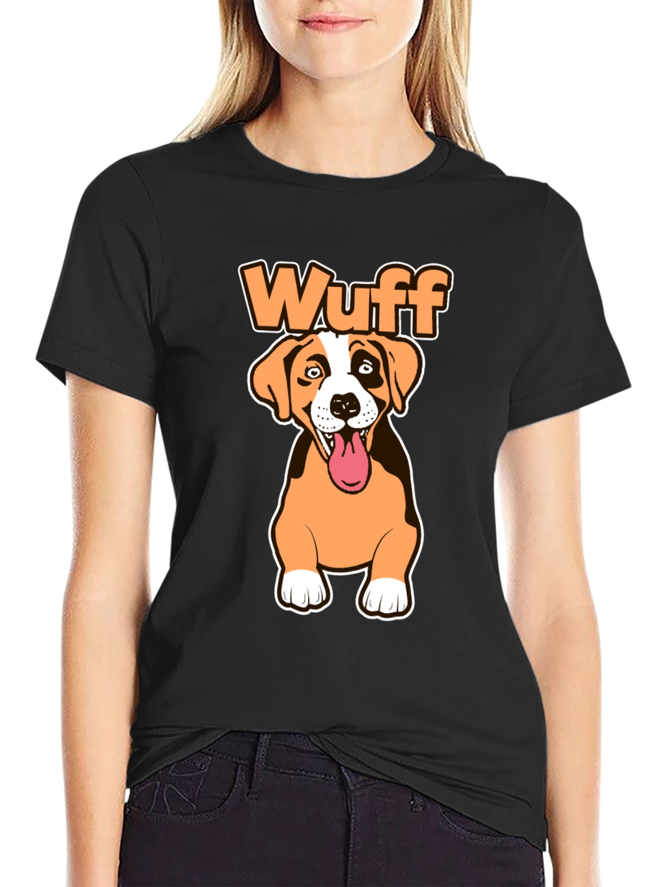 Wuff Dog Graphic Black T-Shirt