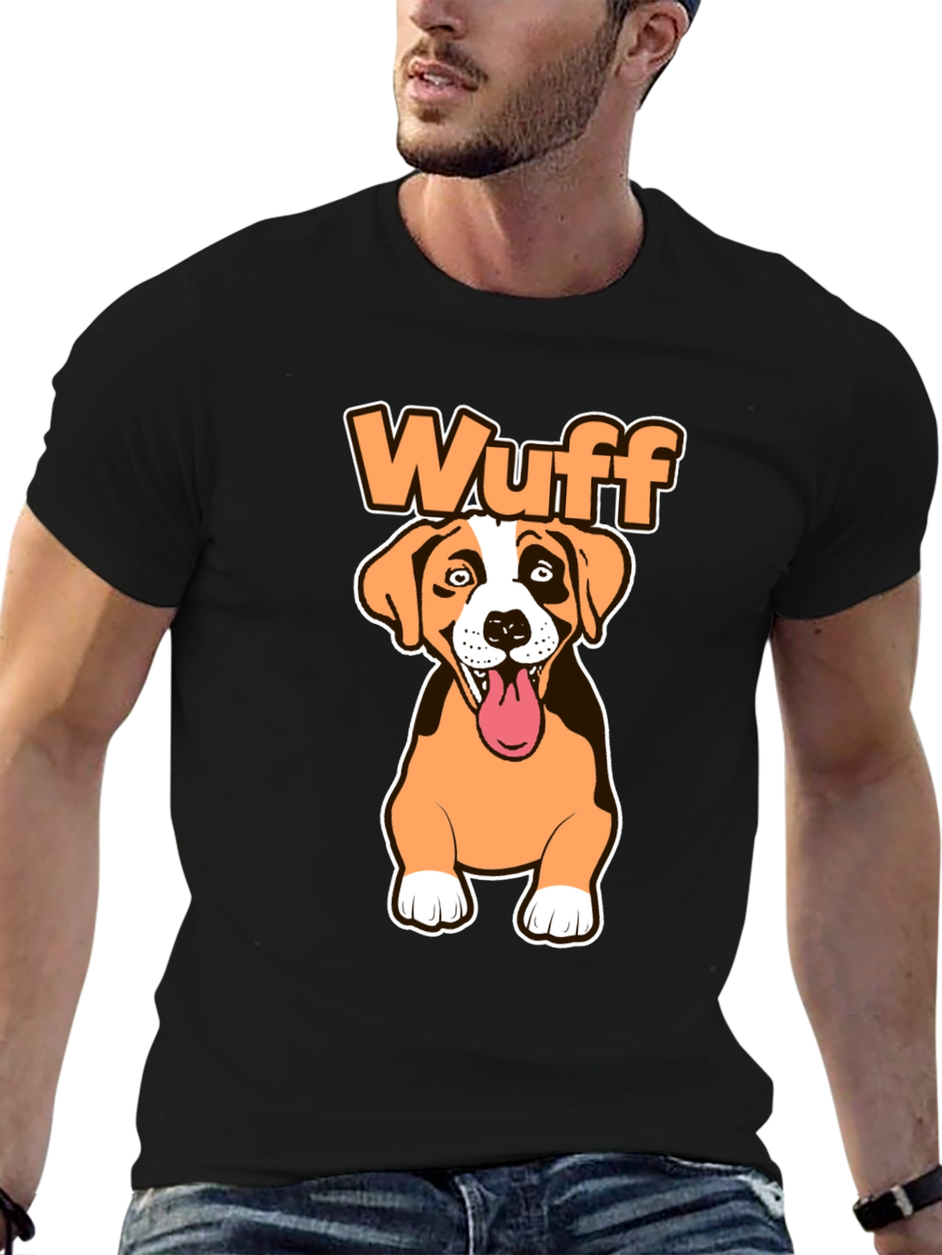 Wuff Dog Graphic Black T-Shirt