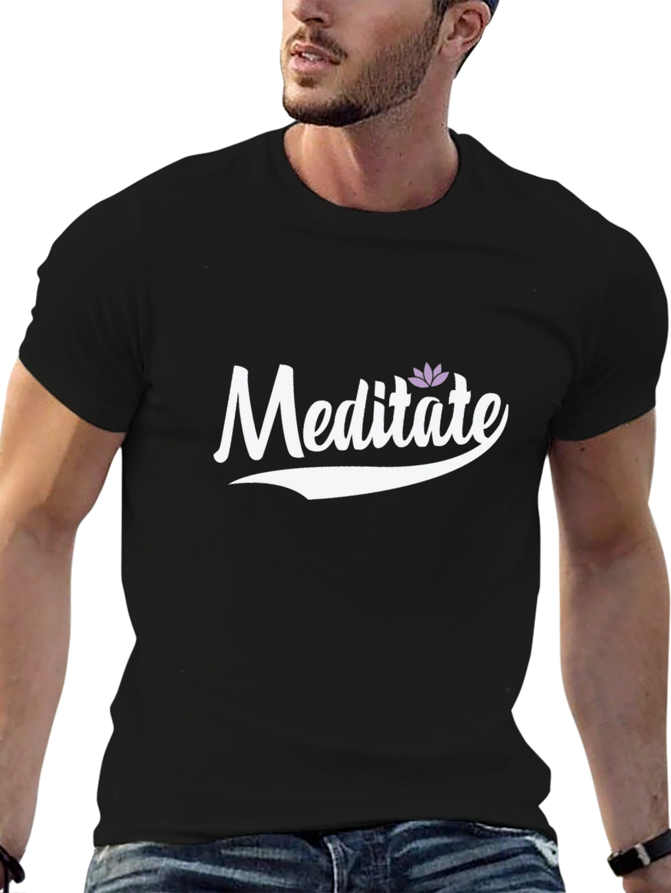 Meditate Graphic Tee - Black Casual Style