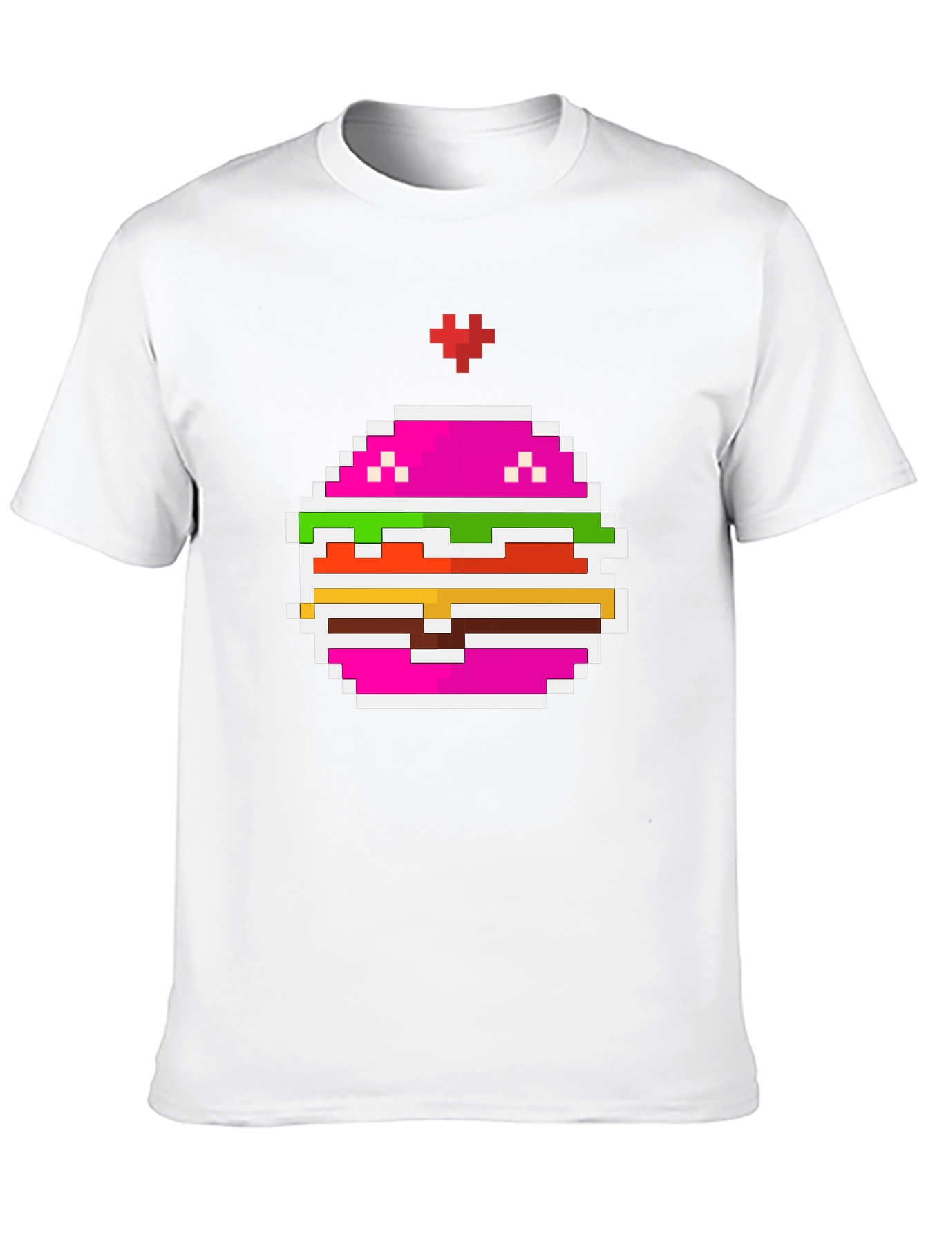 Pixel Burger Black T-Shirt - Retro Gaming Style