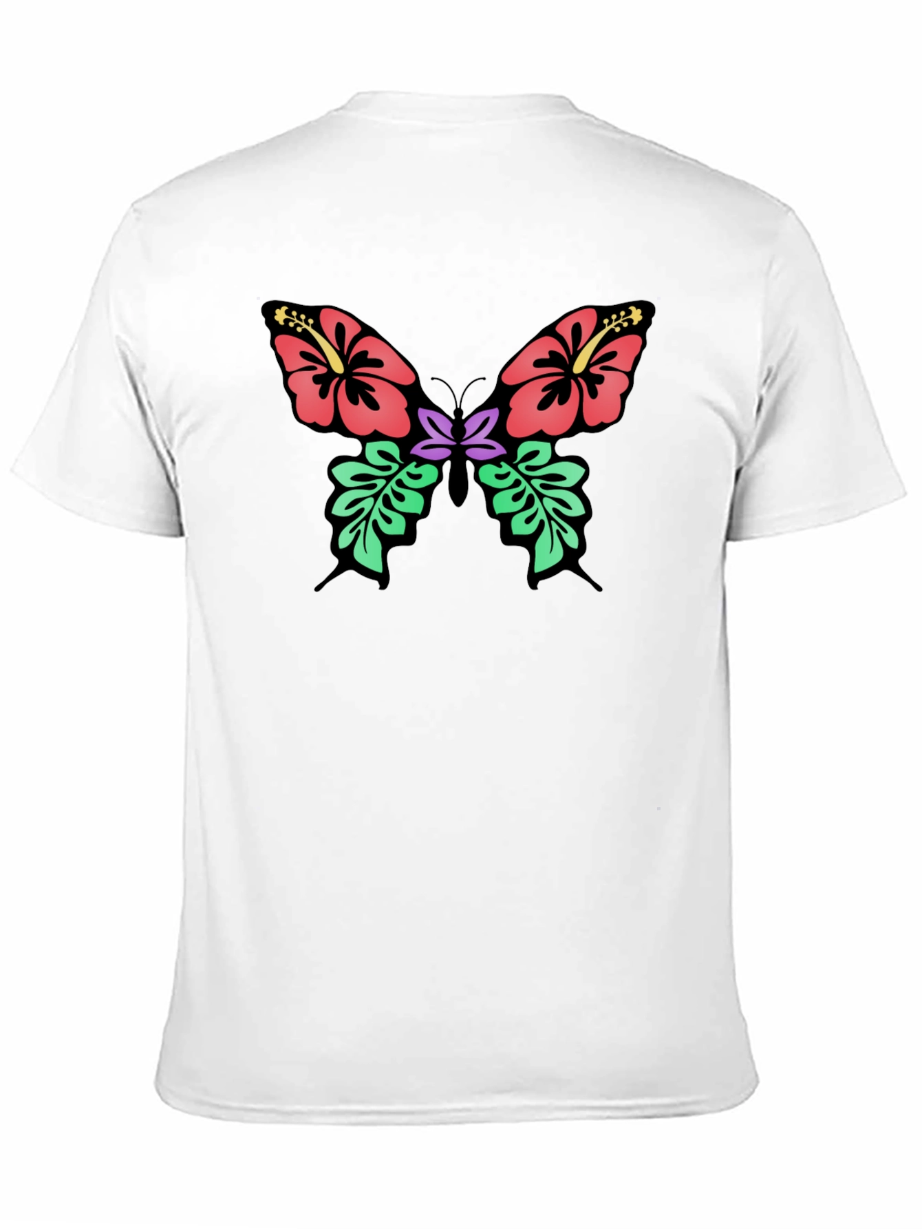 Floral Butterfly Graphic T-Shirt - Black