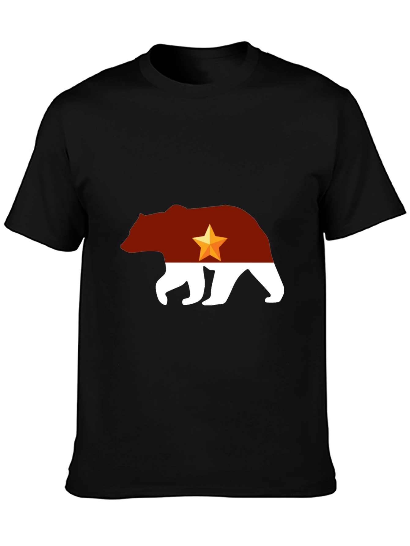 California Bear Flag Graphic Tee - Black Cotton