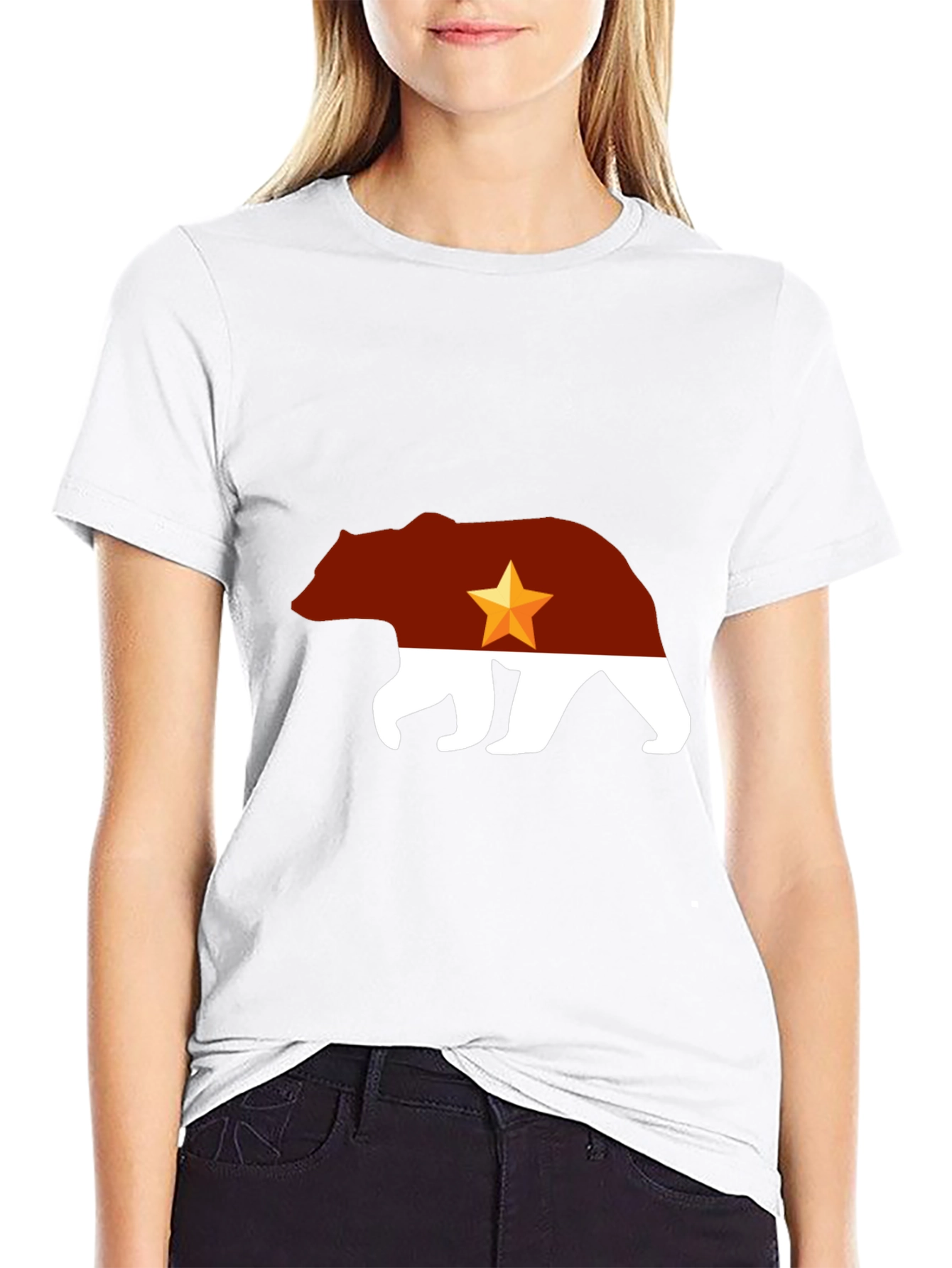 California Bear Flag Graphic Tee - Black Cotton
