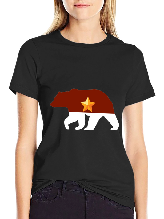 California Bear Flag Graphic Tee - Black Cotton