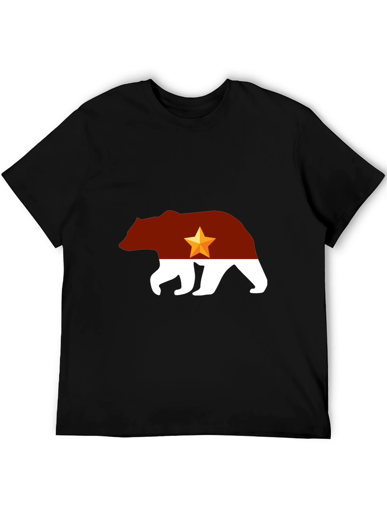 California Bear Flag Graphic Tee - Black Cotton