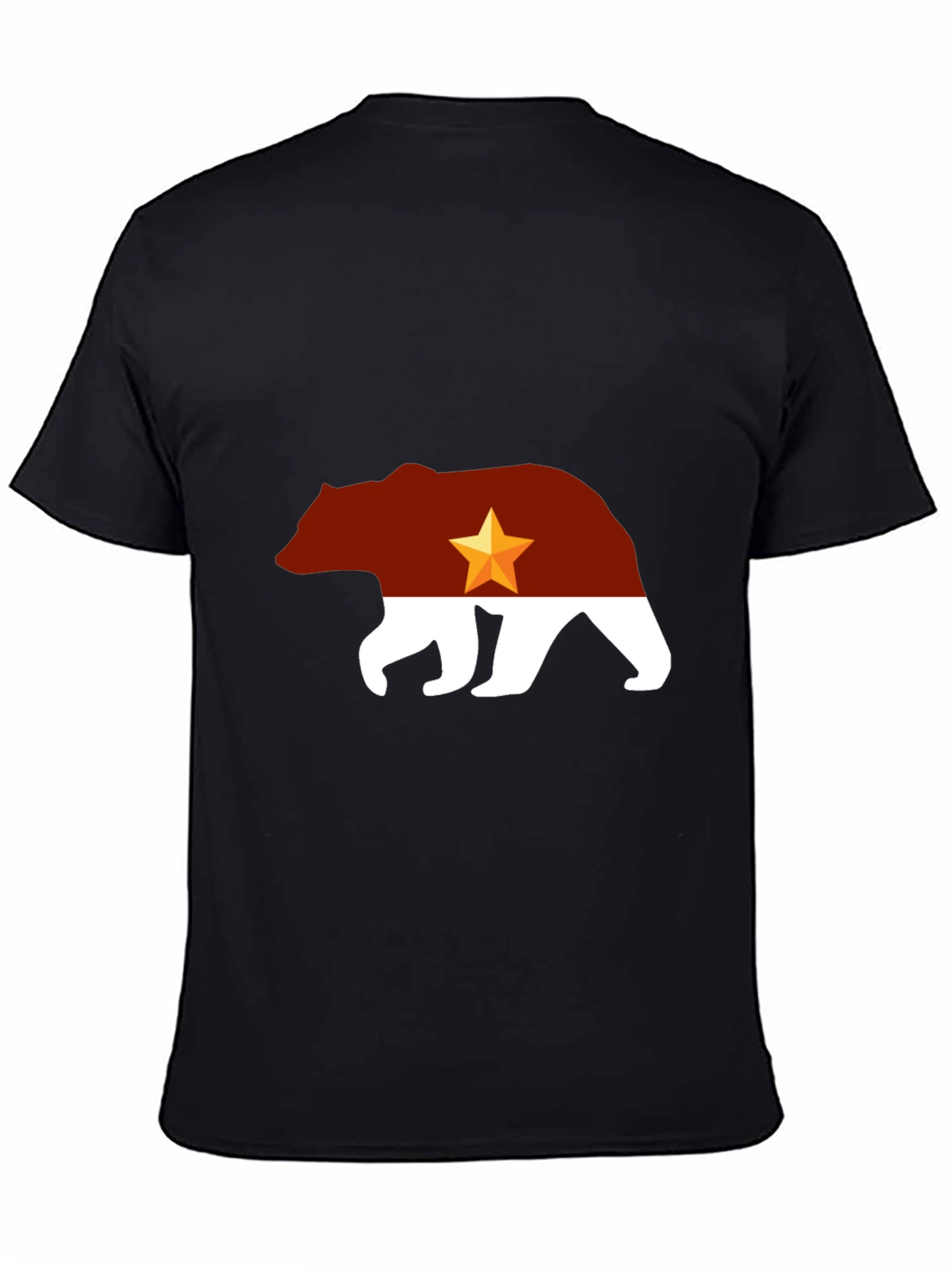 California Bear Flag Graphic Tee - Black Cotton