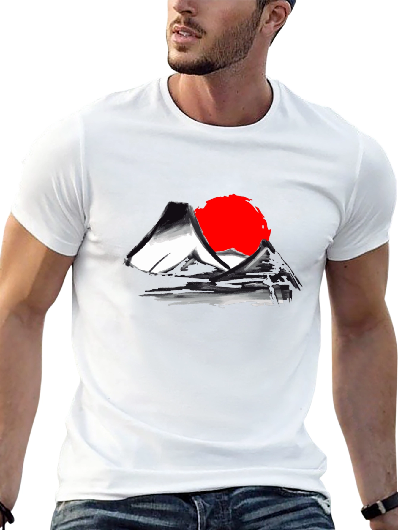 Japanese Mt. Fuji Rising Sun Graphic T-Shirt