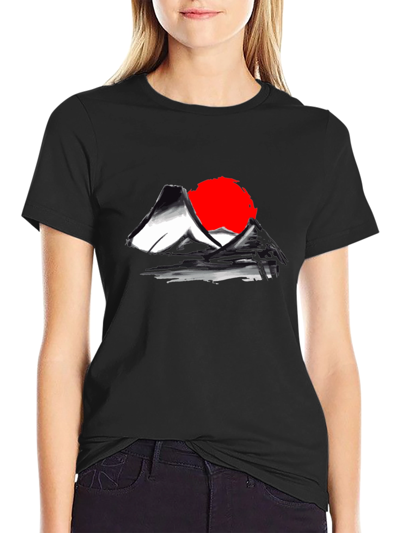 Japanese Mt. Fuji Rising Sun Graphic T-Shirt