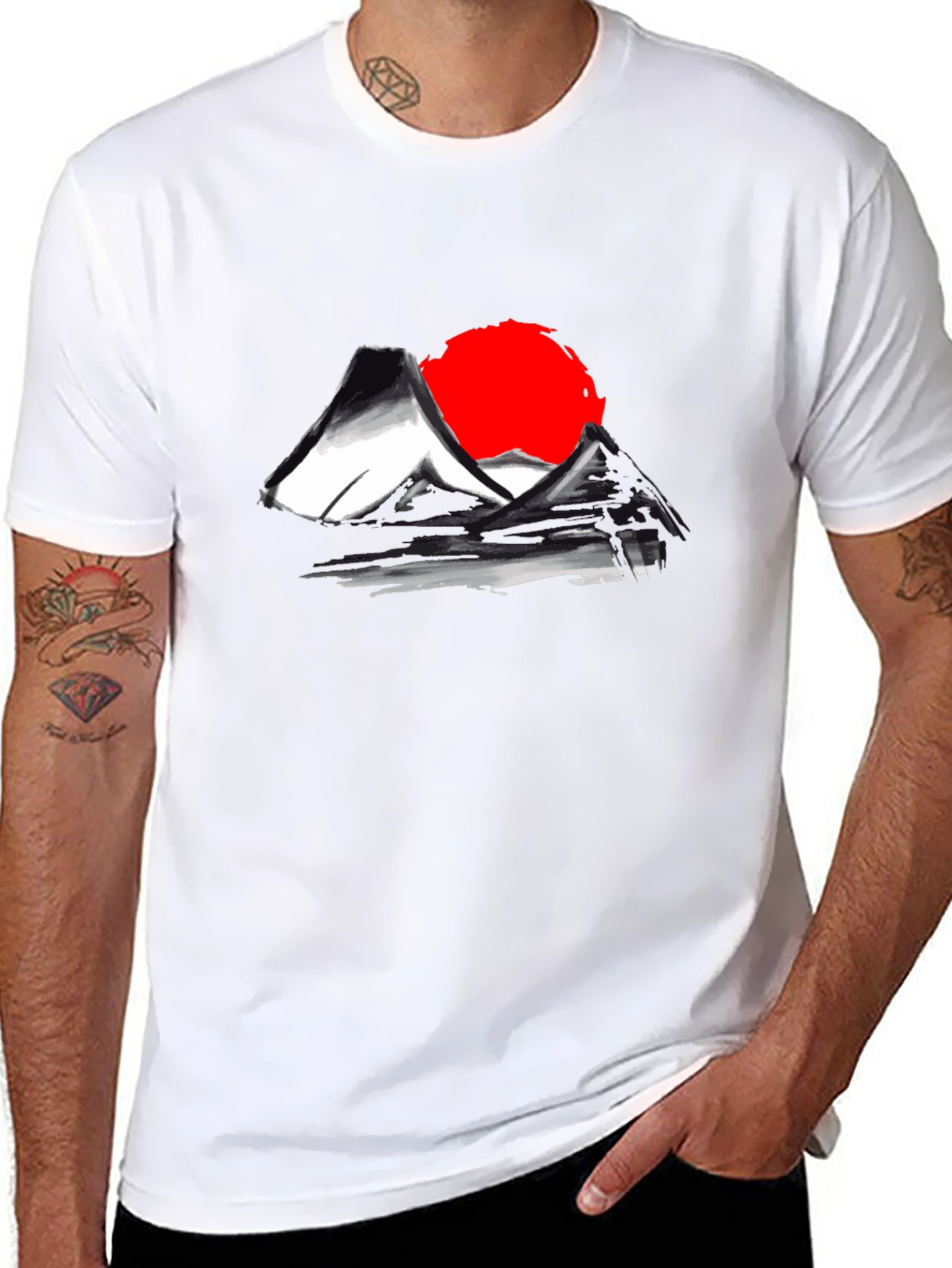 Japanese Mt. Fuji Rising Sun Graphic T-Shirt