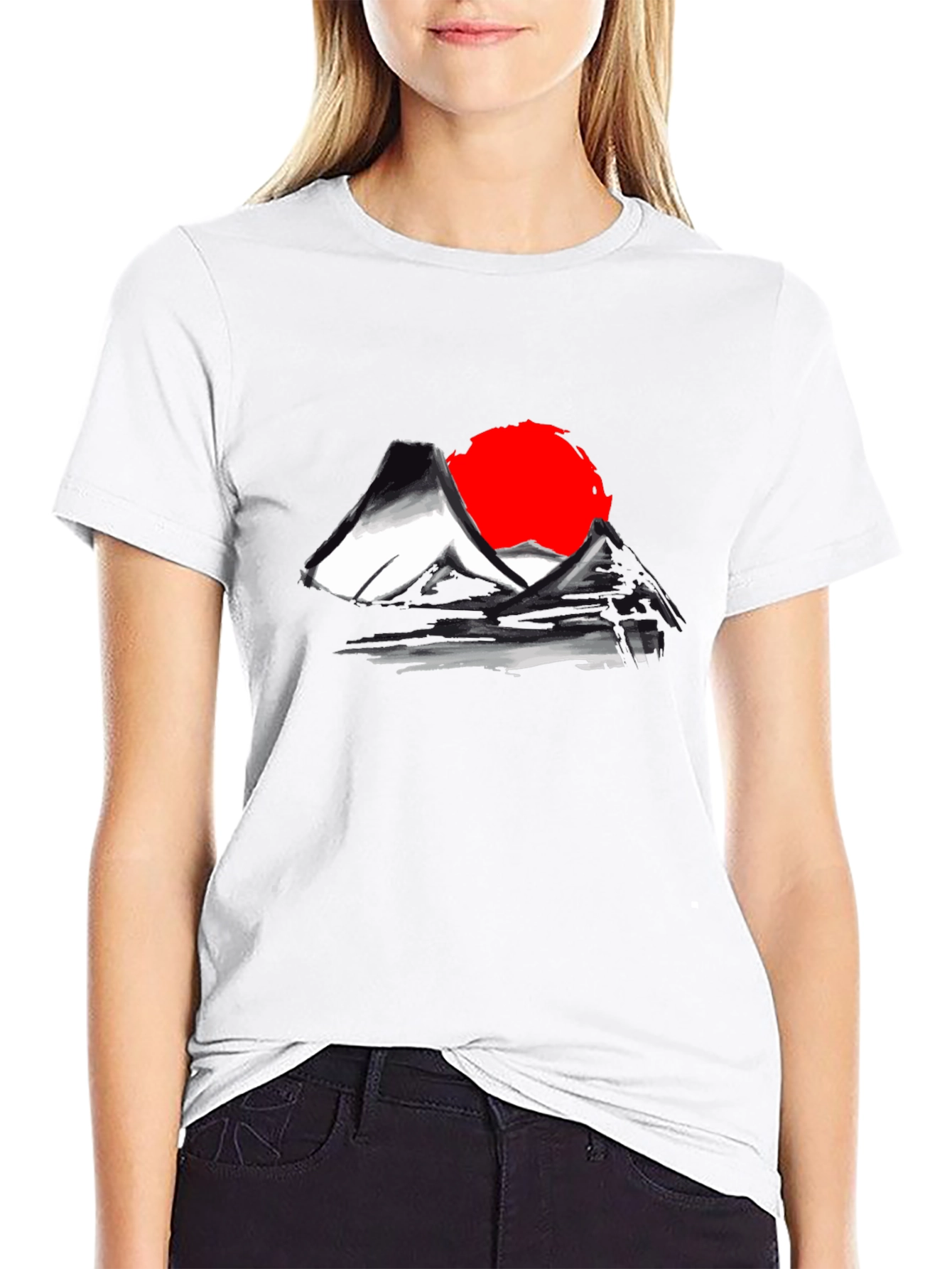 Japanese Mt. Fuji Rising Sun Graphic T-Shirt